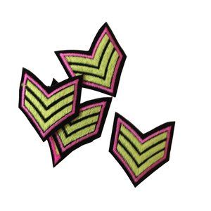 Neon Sergeant Chevron Bars Iron-On Patch Vintage 80s